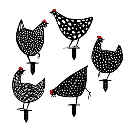 Aberto Design Set de Pollos Decorativos de Metal Negro para Jardín